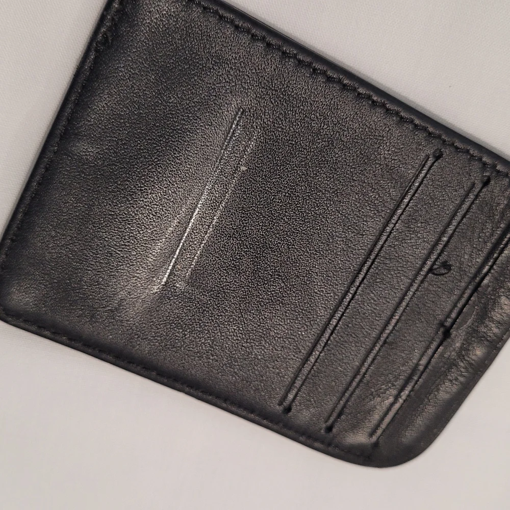 Black Leather Card & Momey Holder with Clip
